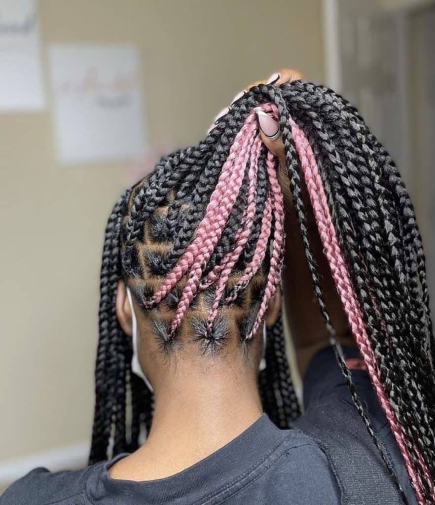 Box Braids With Color In The Back