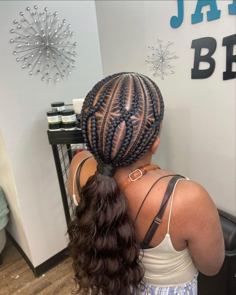Braids to the Back With Weave