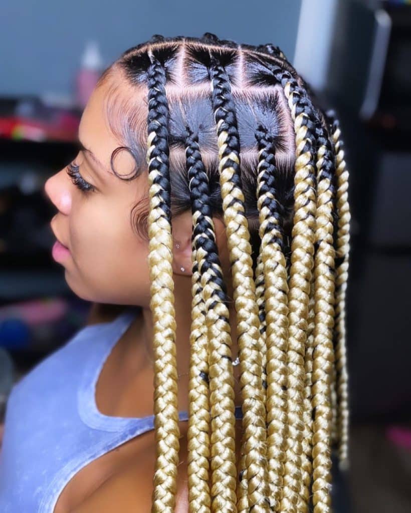 Jumbo Knotless Braids With Color