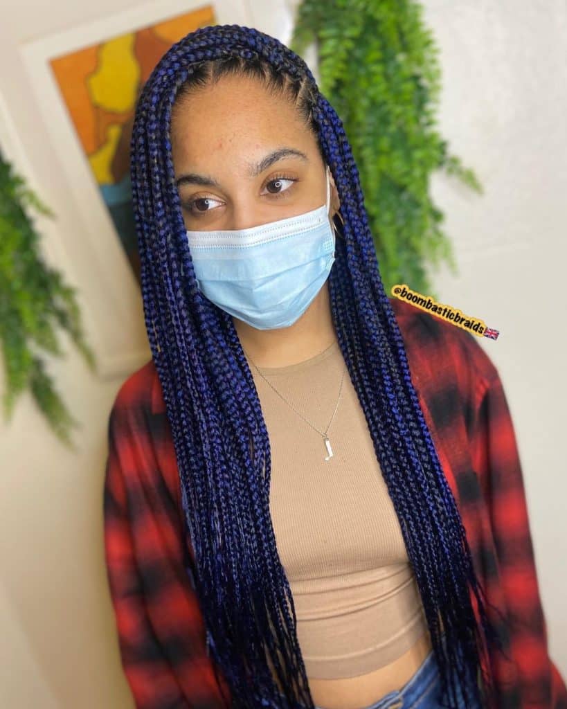 dark blue box braids