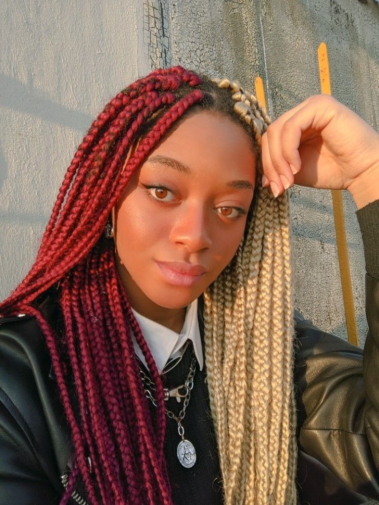 Red And Blonde Box Braids