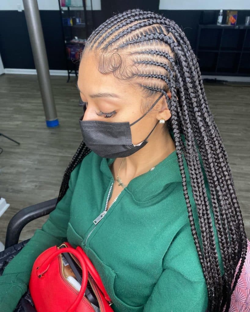 Scalp Braids With Box Braids in the Back