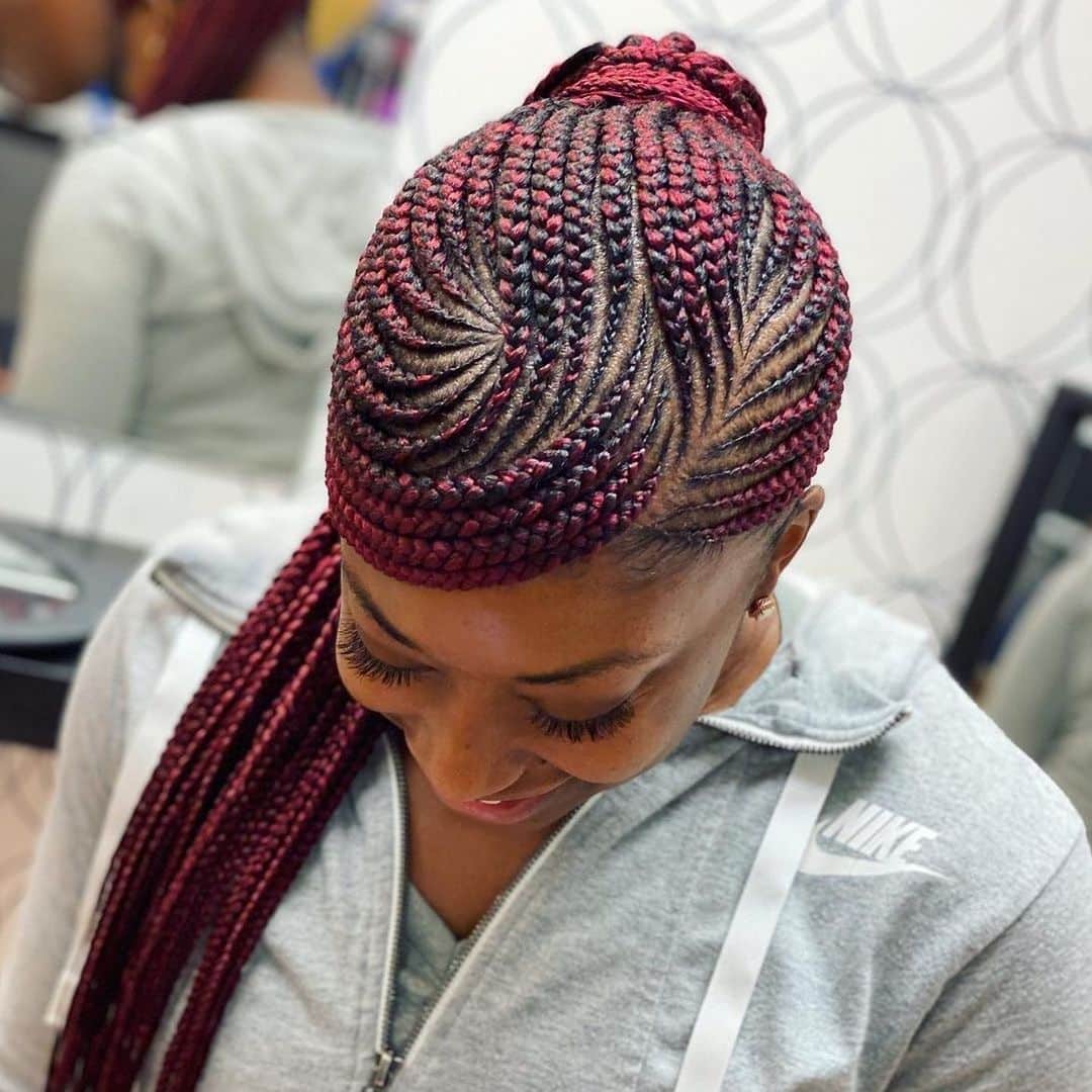 Scalp Braids With a Swoop