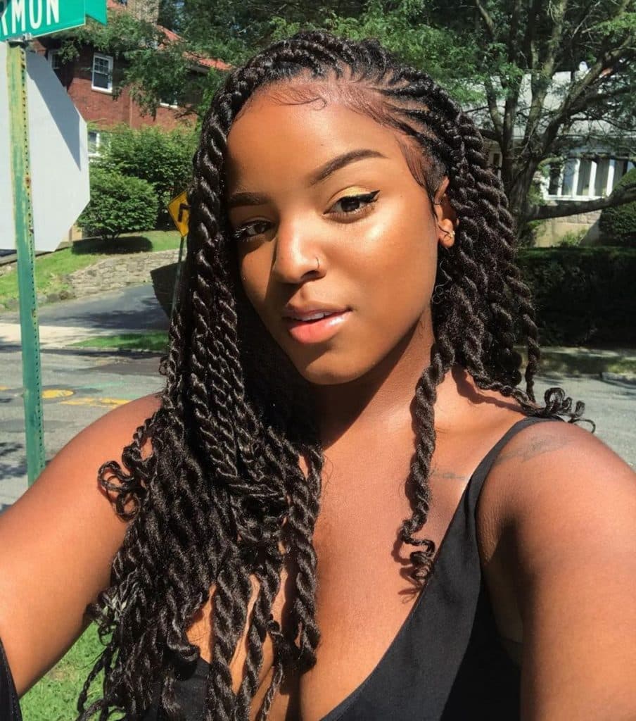 Side Cornrows With Twists