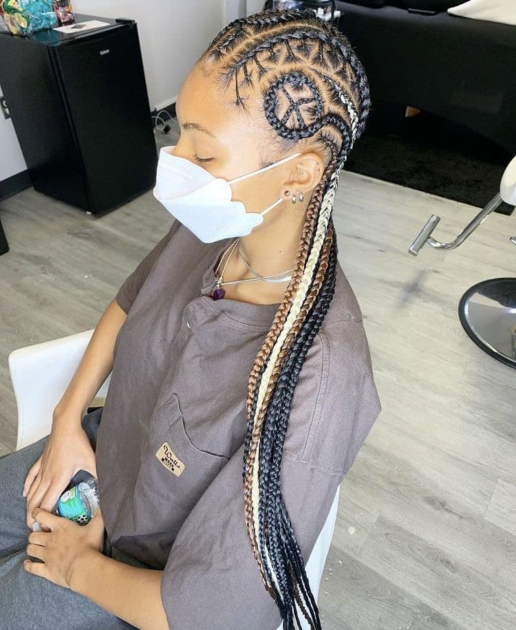 Straight Back Braids with Designs