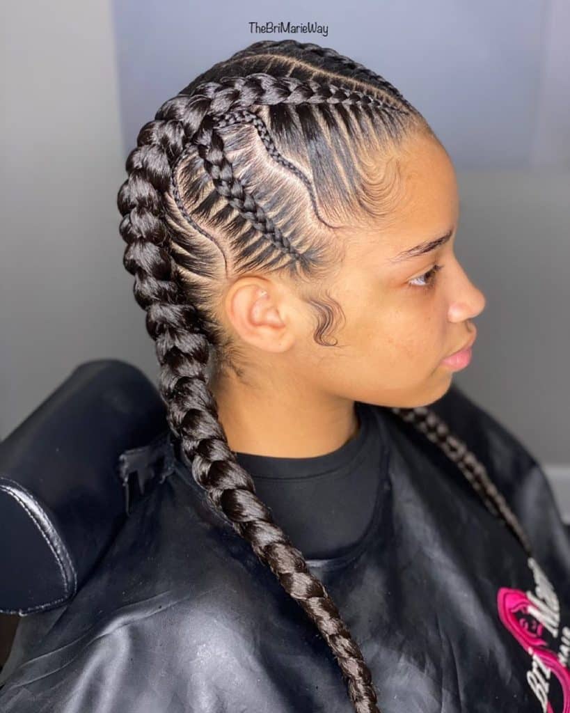 Two Feed In Braids with Designs