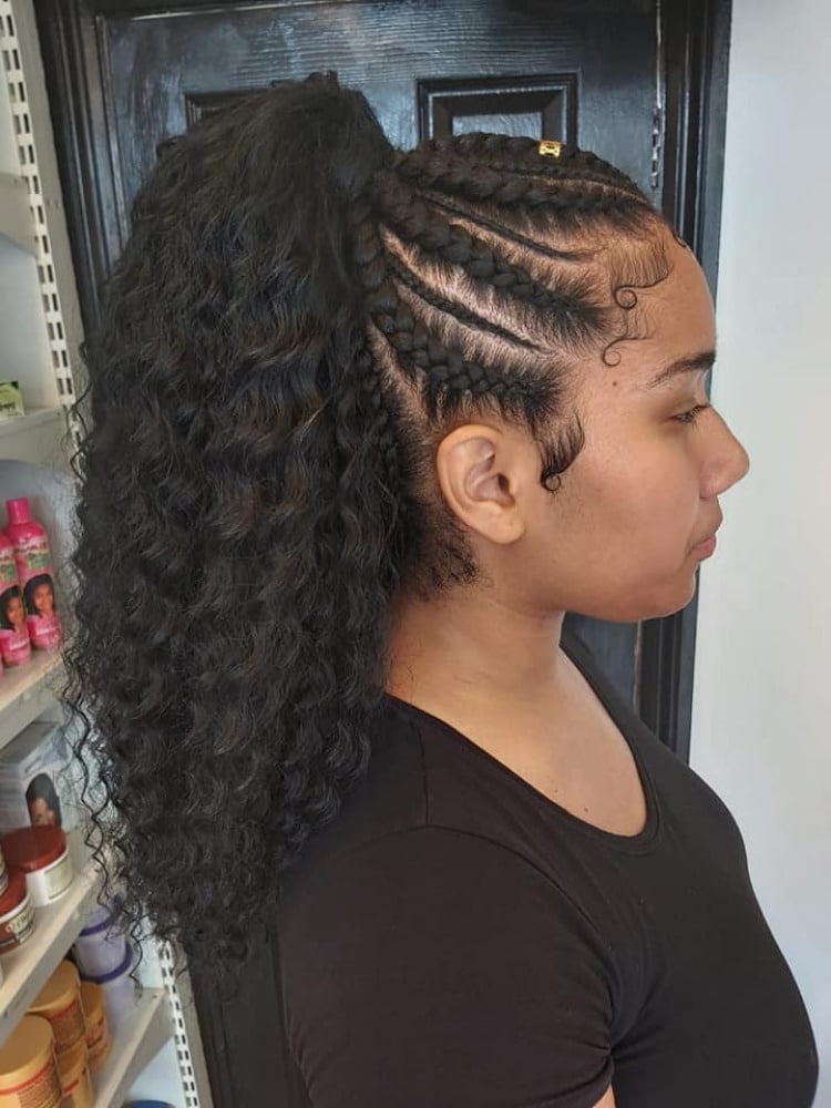 Weave Ponytail With Braids in Front