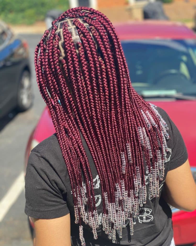 Box Braids With Clear Beads