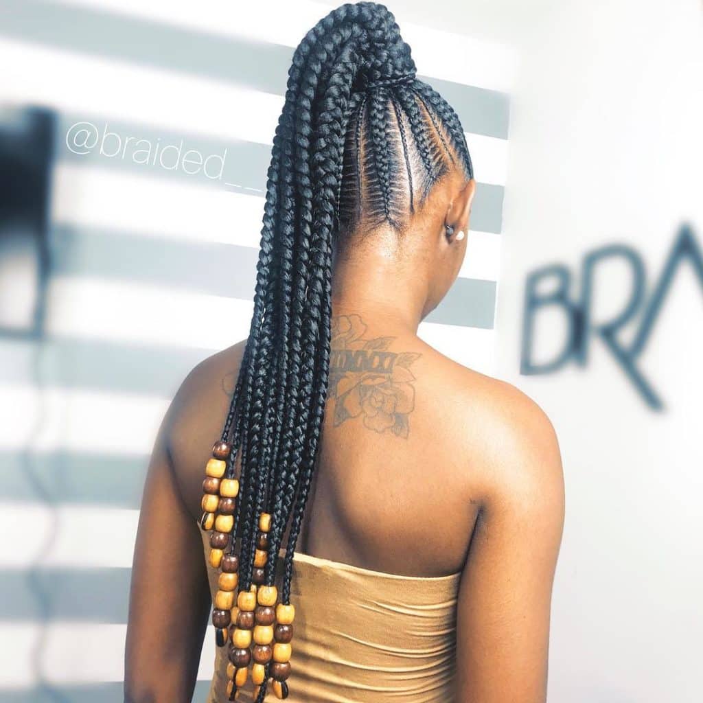 Braids With Wooden Beads