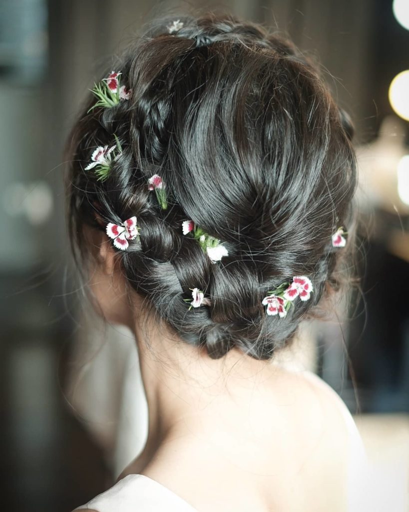 Crown Braids With Flowers