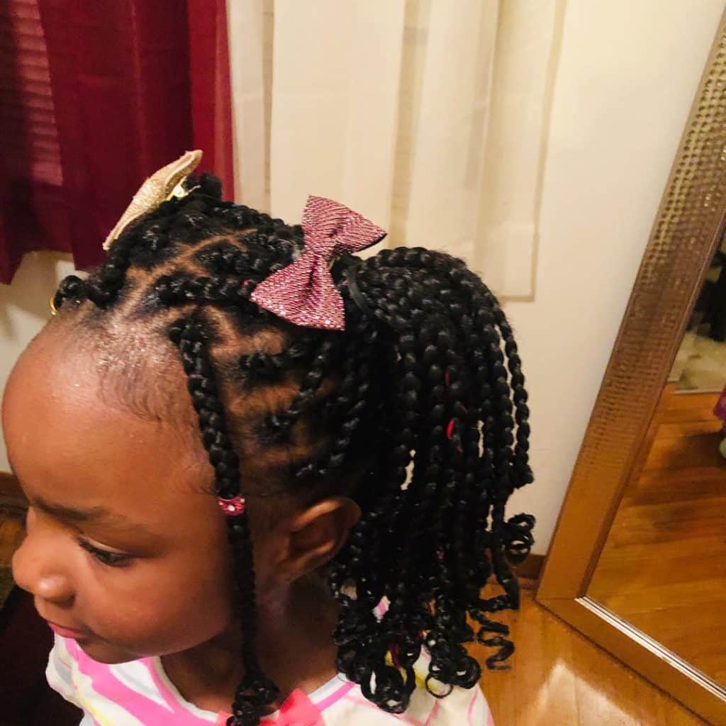 Baby Box Braids with Curly Ends