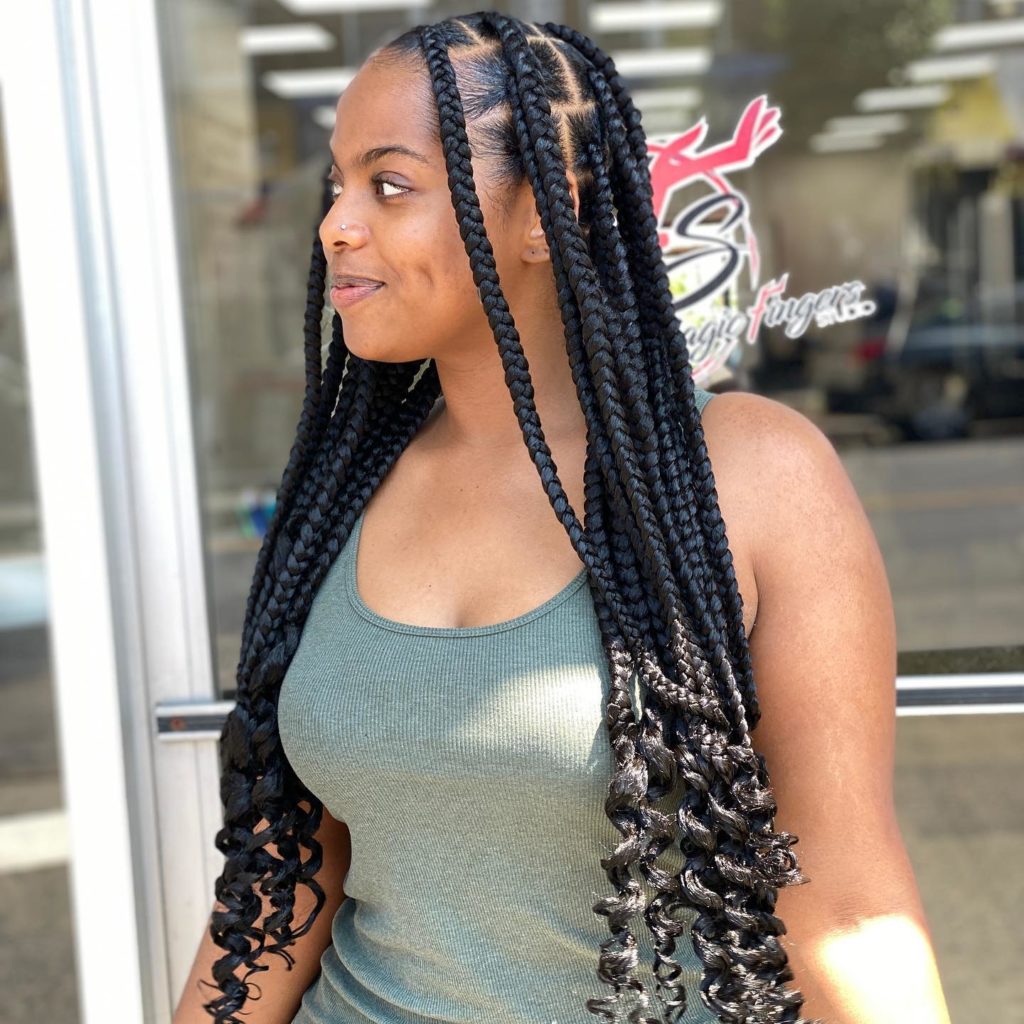 Box Braids With Wavy Ends