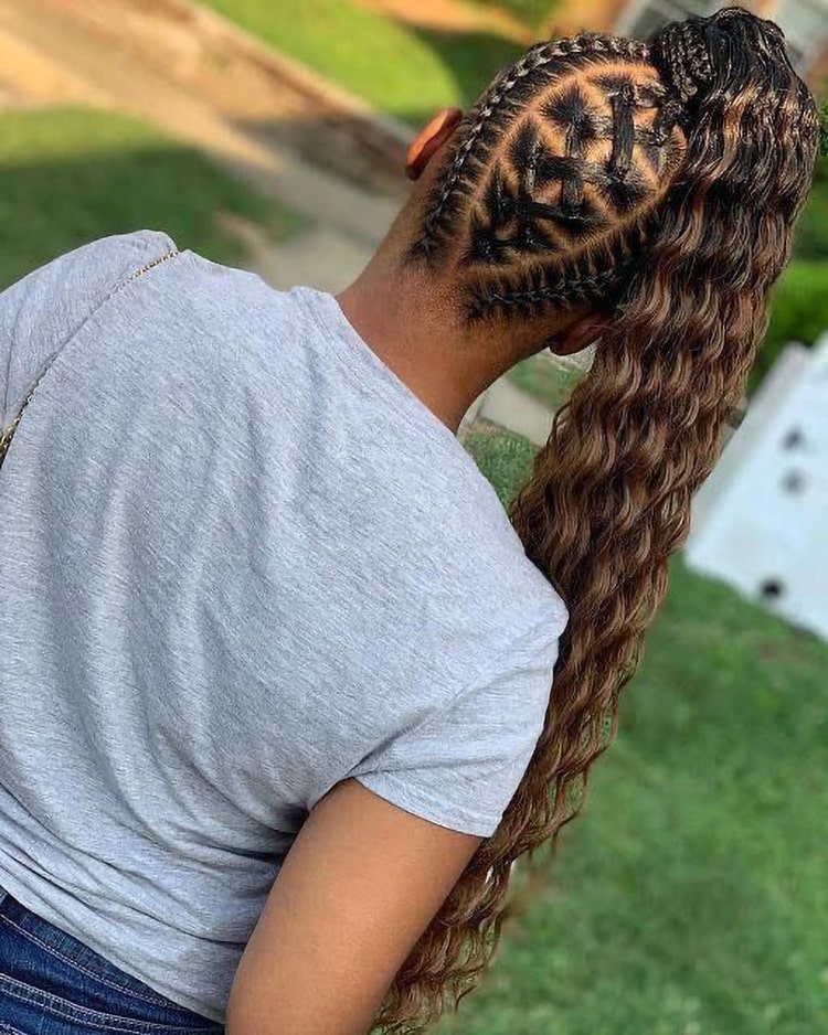 Braided Curly Sew in Ponytail