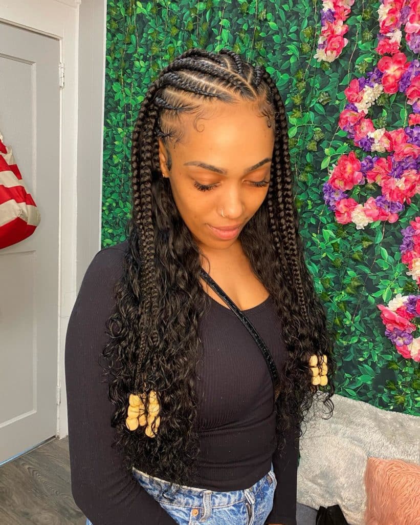 Curly Sew in Braids With Beads