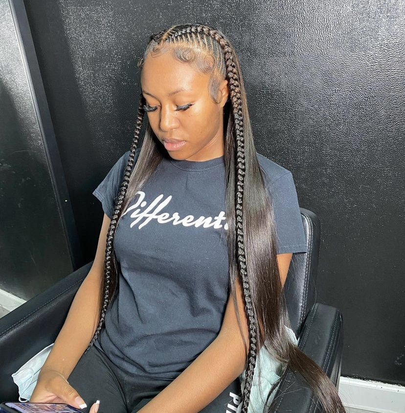 Sew in With Two Braids in Front
