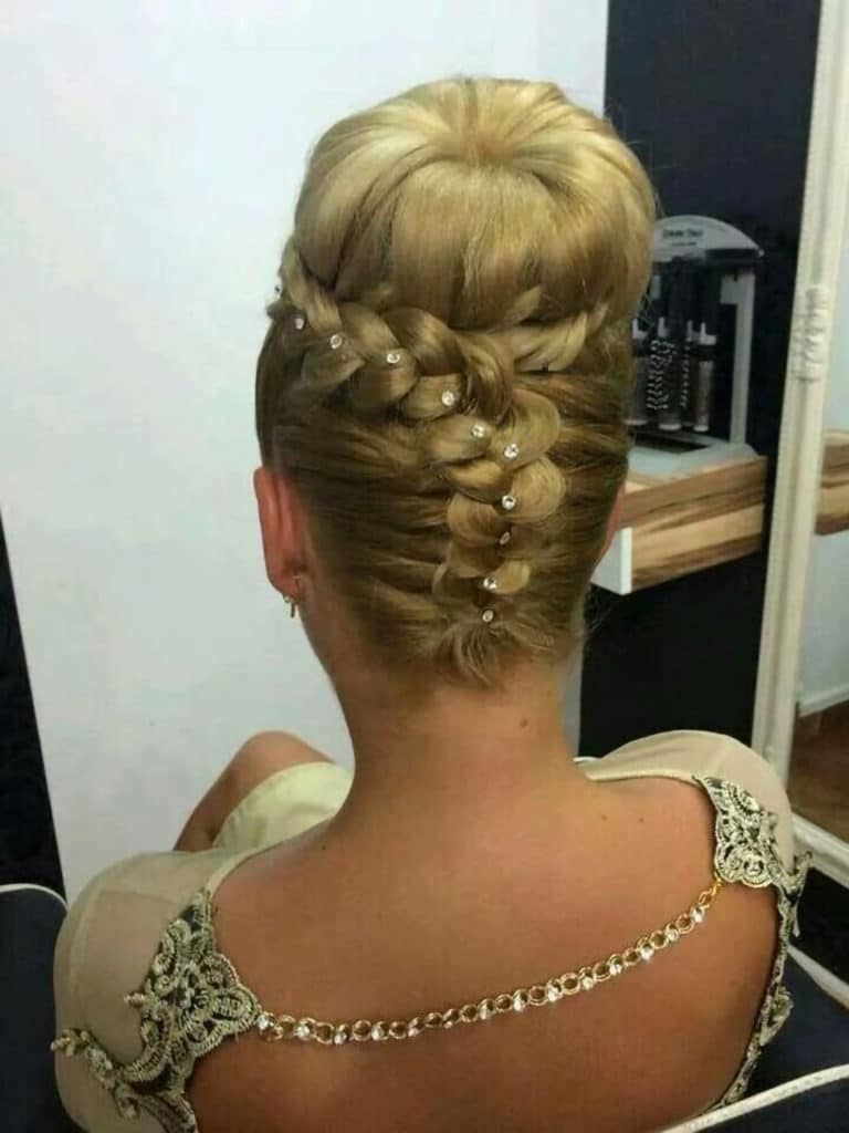 Top Bun With Braids for Prom