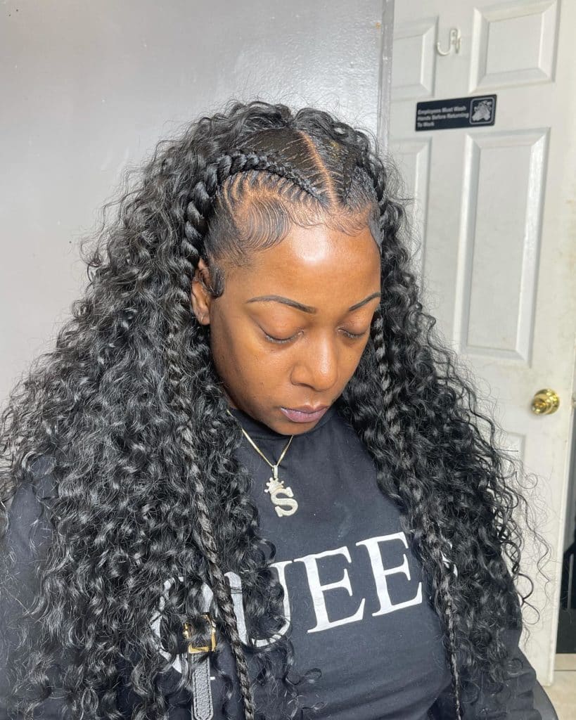 Two Braids With Curly Sew in