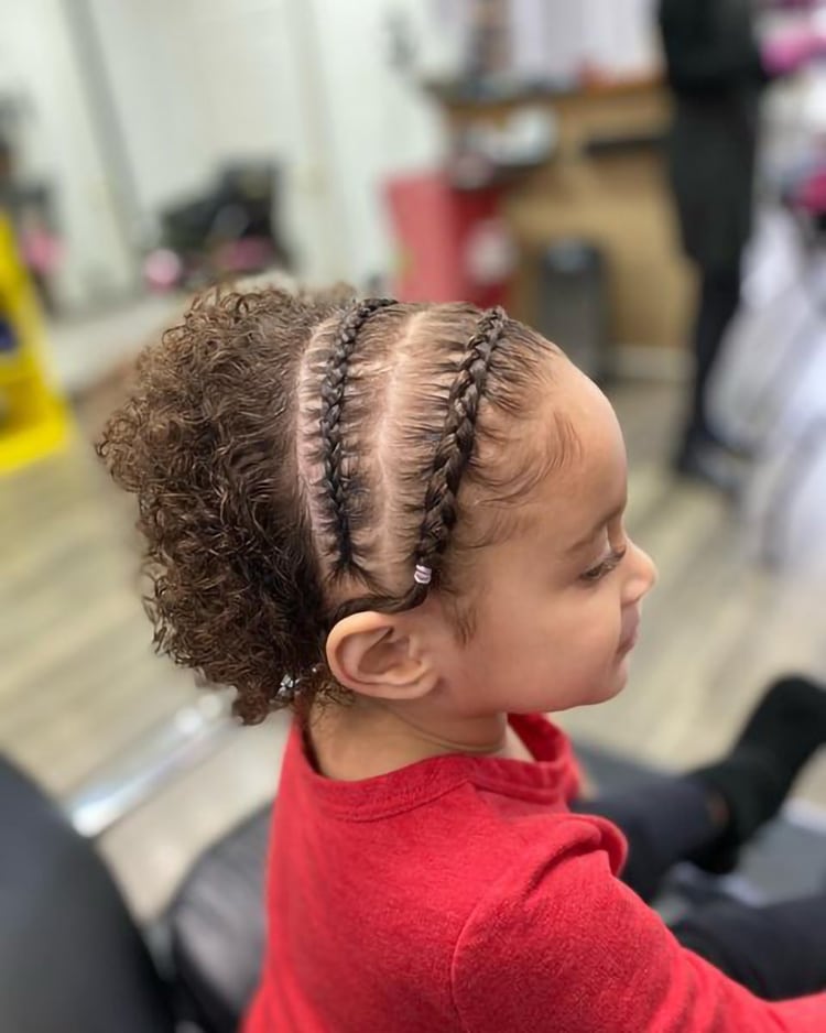Two Braids in the Front Hair Down for Babies