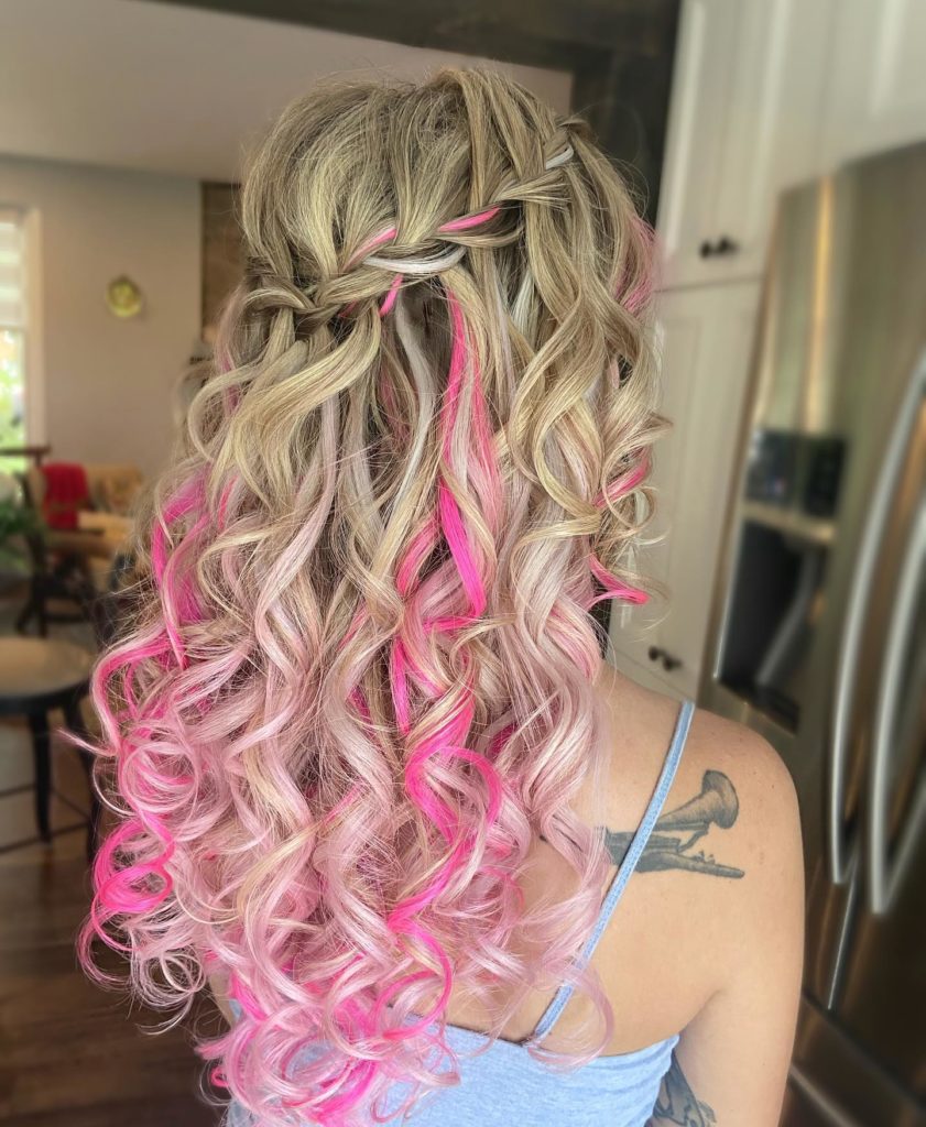 Waterfall Braids With Color