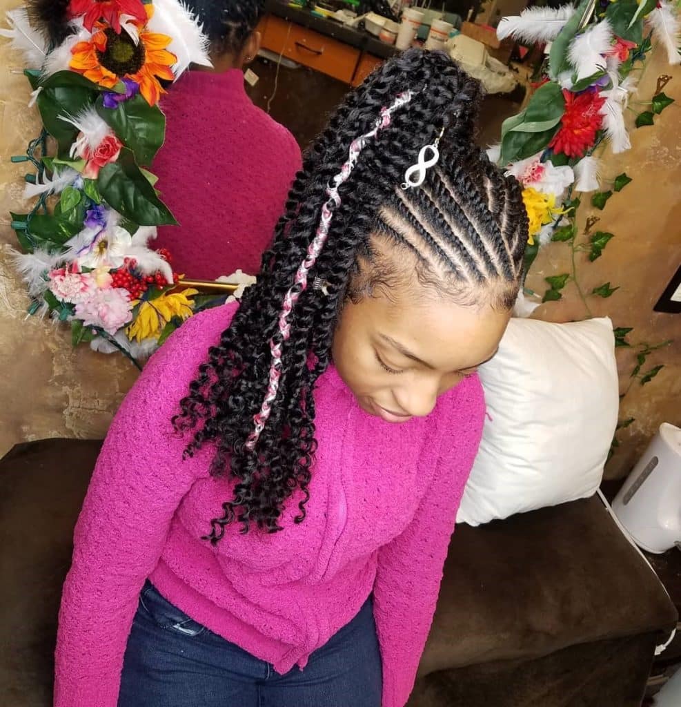 Flat Twist With Curls in the Back