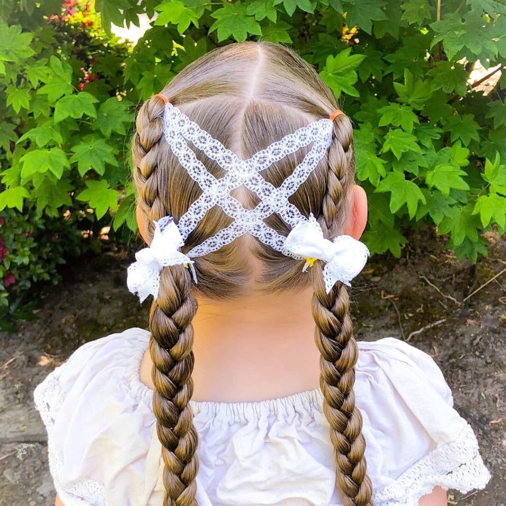 Pigtail Braids With Ribbon