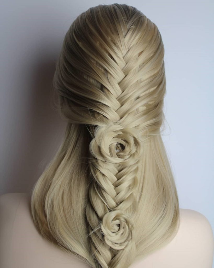 Fishtail Braids With Flowers