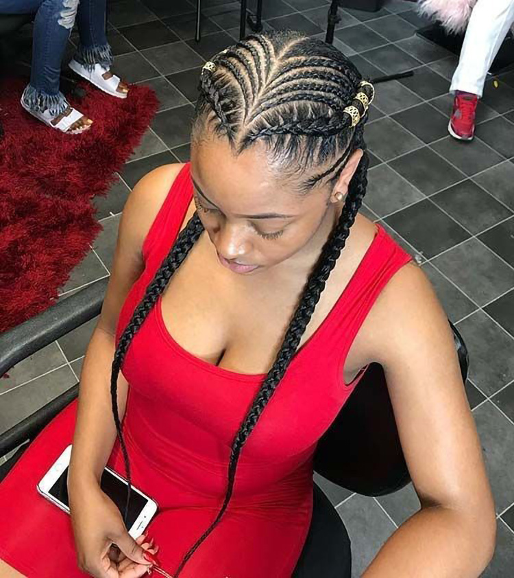 Two Feed in Braids With Small Braids