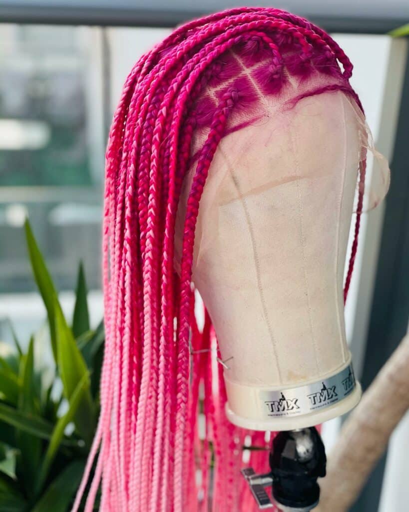 Image of Pink Braids Wig in a style with Pink Braids