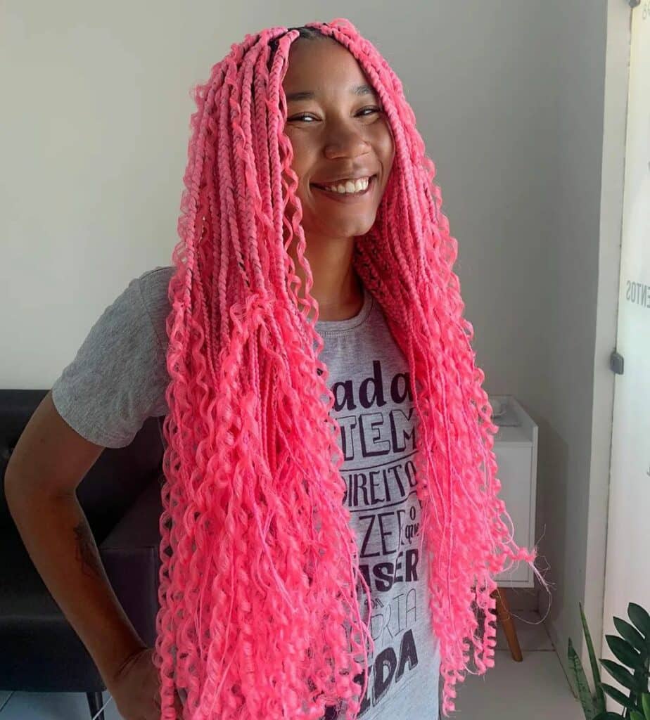 Image of Pink Goddess Braids in a style with Pink Braids
