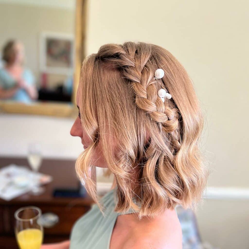 Braided Half Up Style for Shoulder Length Hair Bridesmaid
