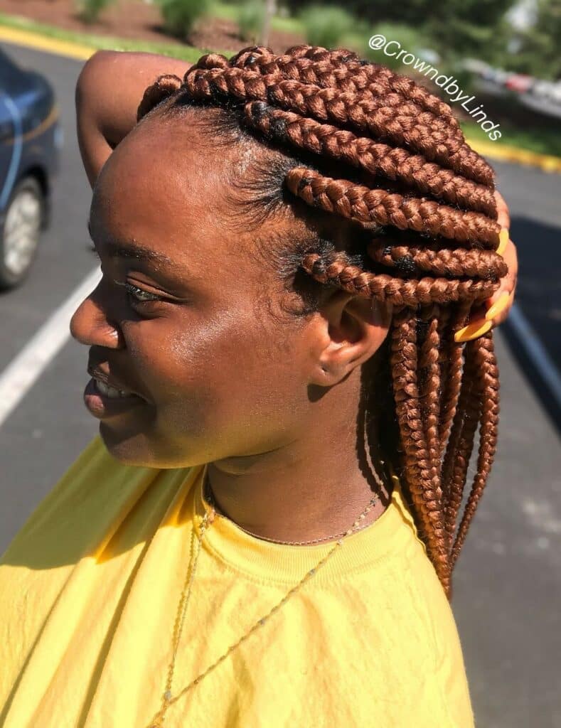 Brown Box Braids is a style with brown braids