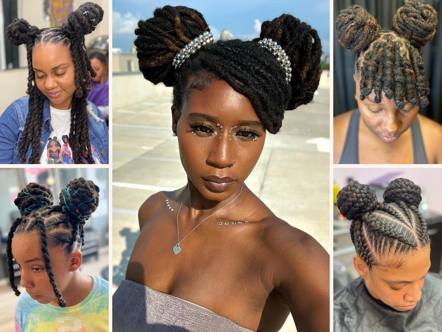 Hairstyles of Space Buns with Braids