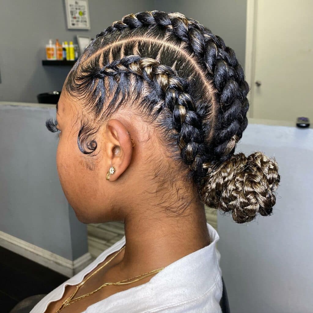 Image of 4 Braids Into A Bun inspired by 4 Braid Hairstyles