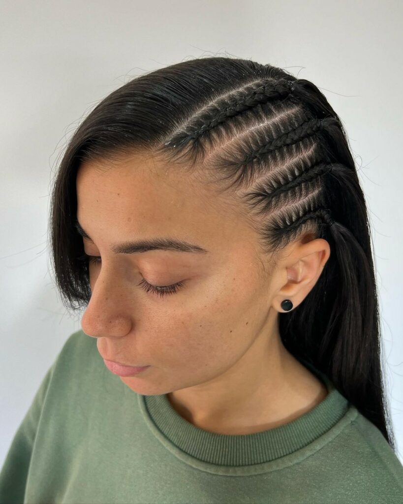 Image of 4 Braids On The Side inspired by 4 Braid Hairstyles