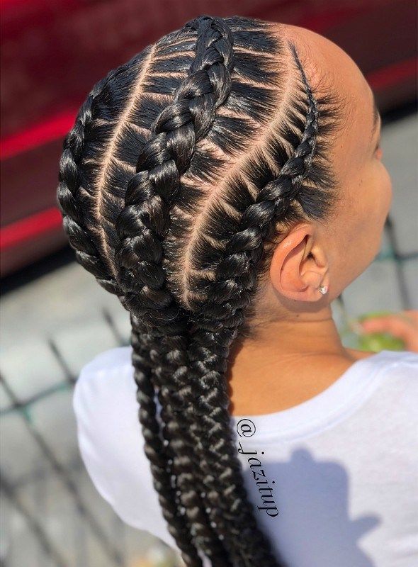 Image of 4 Braids To The Back inspired by 4 Braid Hairstyles
