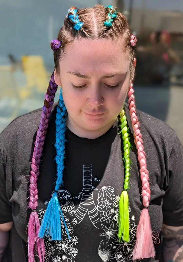 Image of 4 Colored Braids inspired by 4 Braid Hairstyles