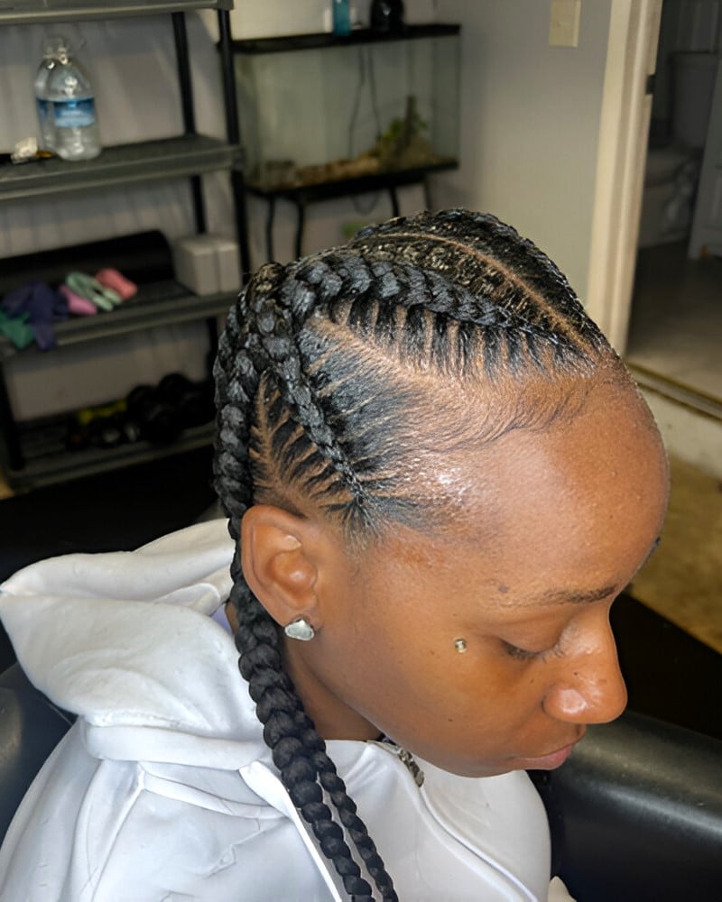 Image of 4 Criss Cross Braids inspired by the 4 Braids Hairstyle