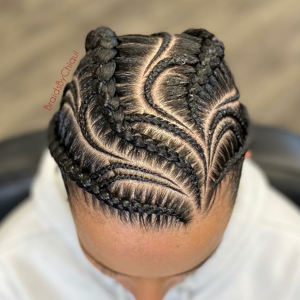 Image of 4 Stitch Braids With Design inspired by 4 Braid Hairstyles