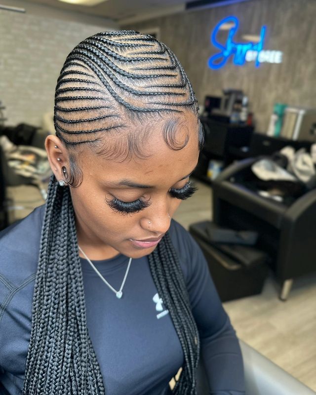 Image of All Back Freestyle Braids in Freestyle Braid Style