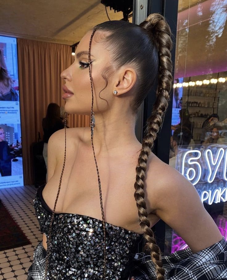 Image of Baby Braids With Ponytail in the style of baby braids