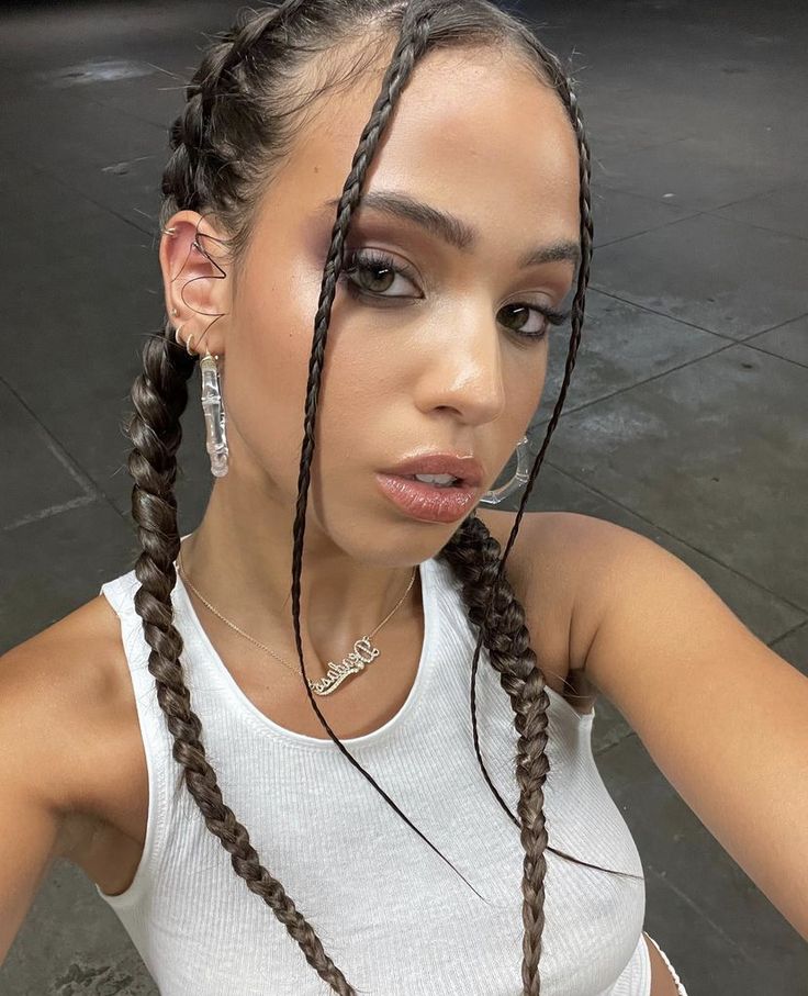 Image of Baby Braids With Two Cornrows in the style of baby braids