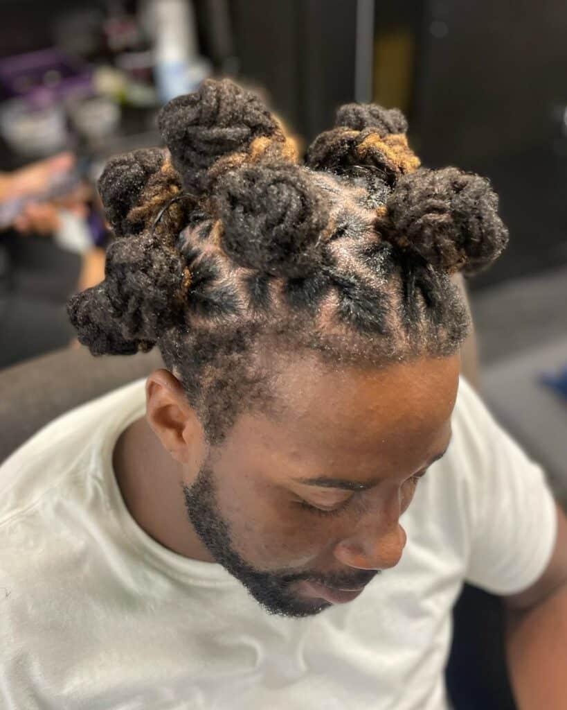 Image of Bantu Knots for Men in the style of Bantu Knots with Braids