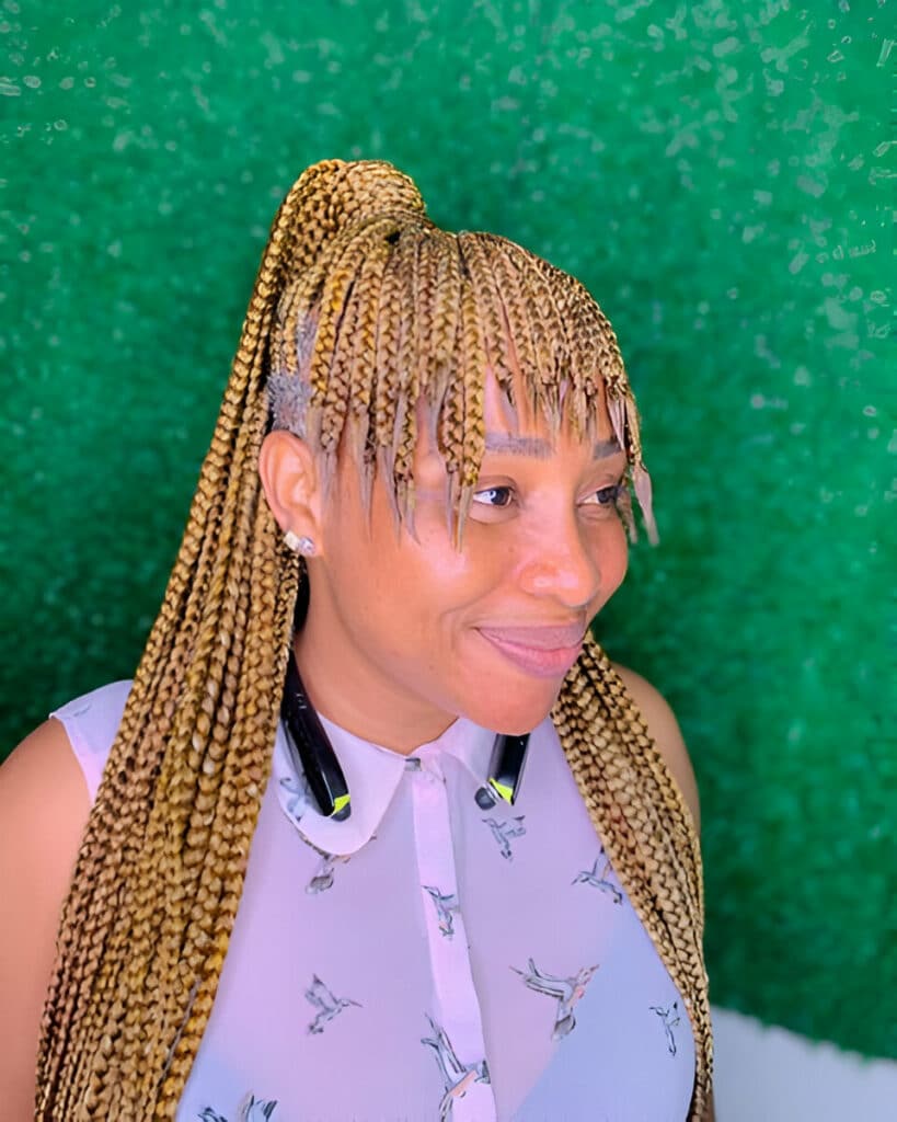 Image of Blond Braids With Bangs inspired by Blonde Braids Hairstyles