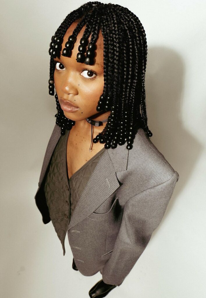 Image of Box Braids With Bangs in the style of box braids