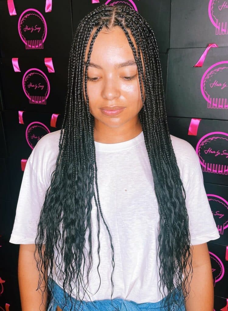 Image of Box Braids With Crinkly Ends in the style of box braids