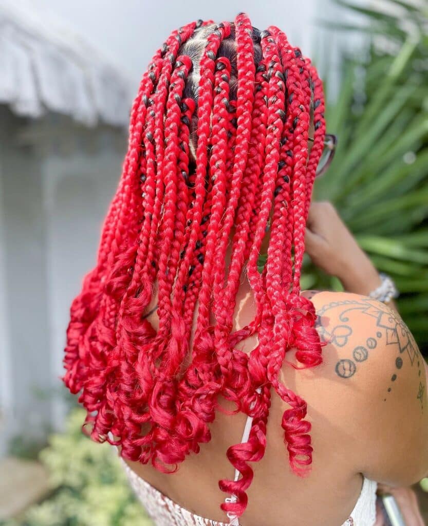 Image of Box Braids With Curly Ends in the style of box braids