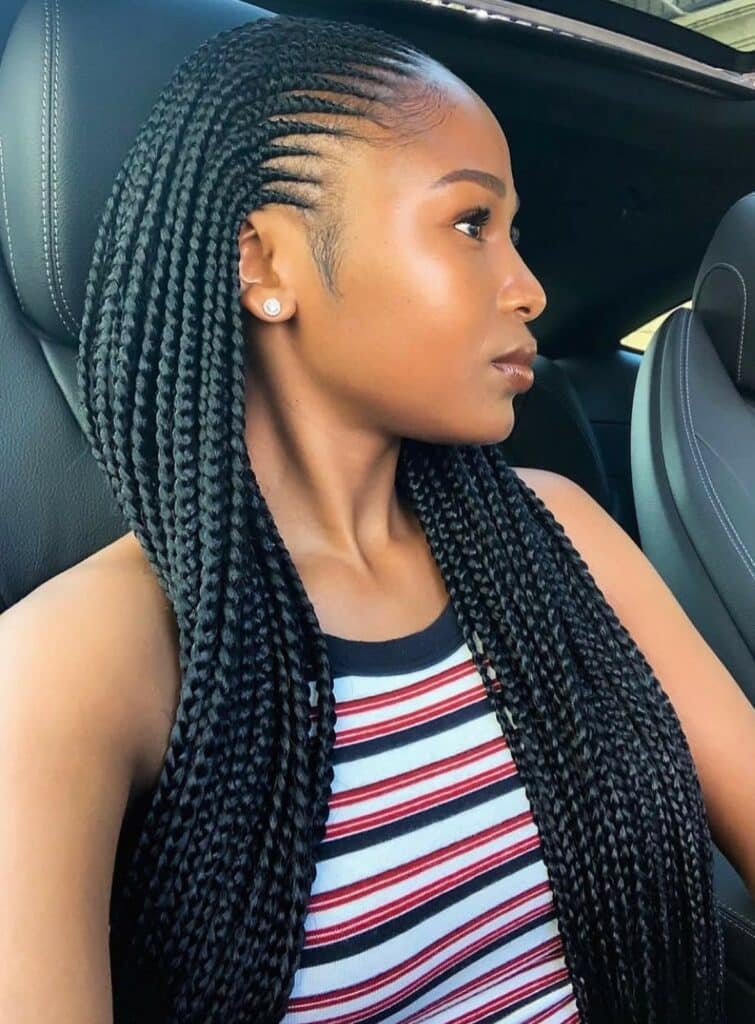 Image of Box Braids and Cornrows in the style of box braids