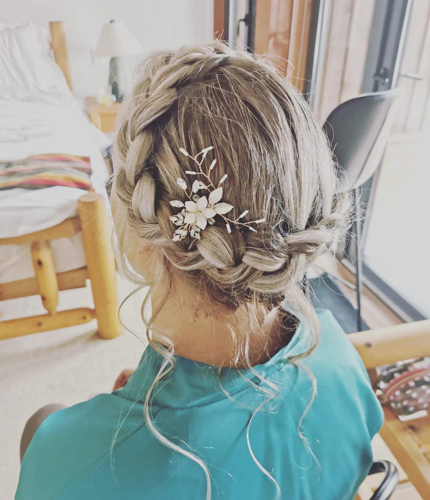 Image of Braided Crown With Curls in the style of Braids With Curls