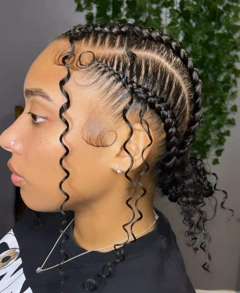 Image of Braids With Curly Bun in the style of Braids With Curls