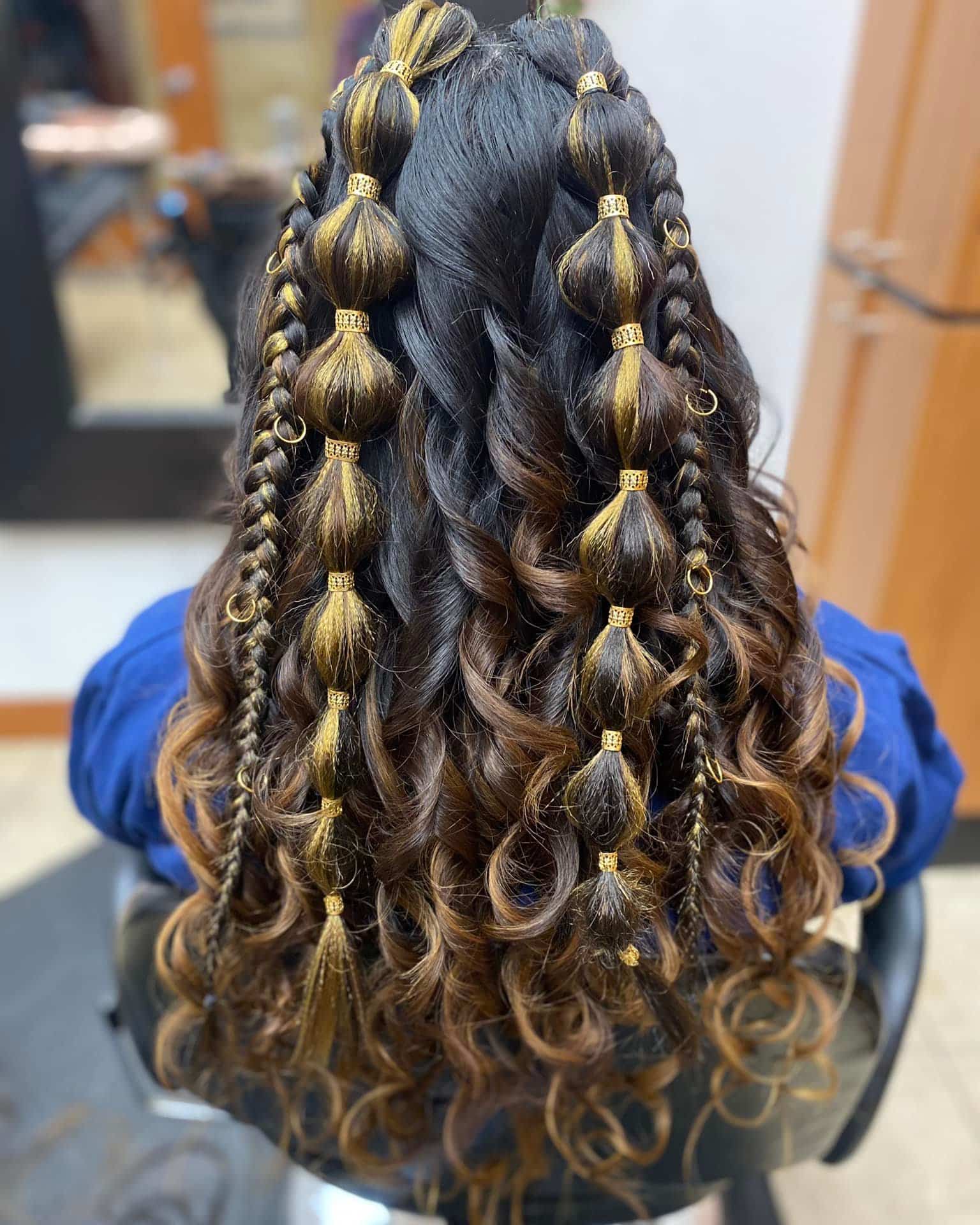 Image of Bubble Braids With Curls in the style of Braids With Curls